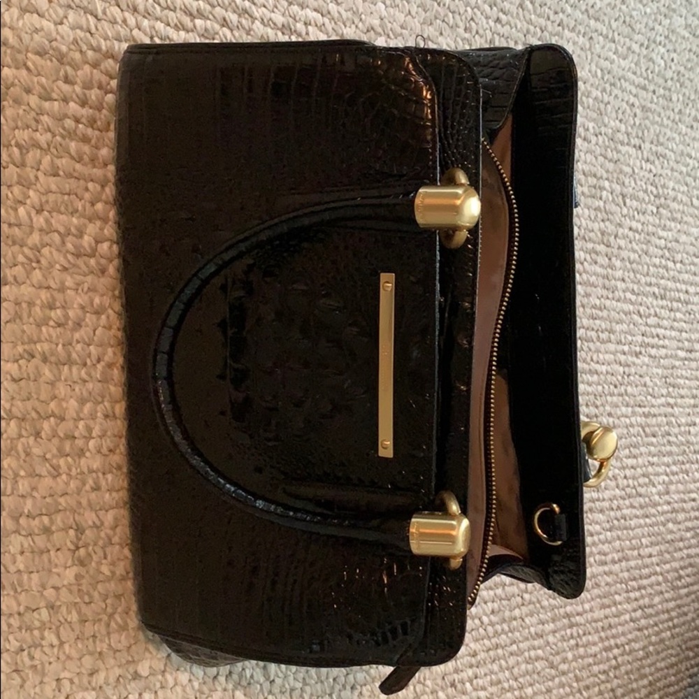 Brahmin signature croc-embossed leather satchel